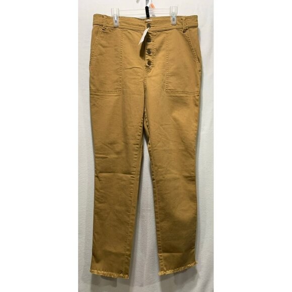 NEW LOFT Button Front High Rise Skinny Ankle Pants Tan Size 10 Women MSRP $79.50 - Picture 2 of 8